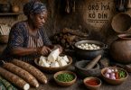 Fresh new yam being prepared for a Nigerian New Yam Festival meal