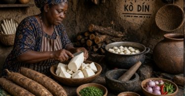 Fresh new yam being prepared for a Nigerian New Yam Festival meal
