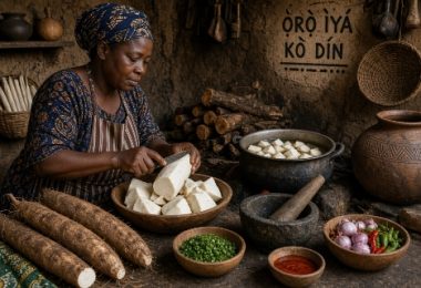 Fresh new yam being prepared for a Nigerian New Yam Festival meal