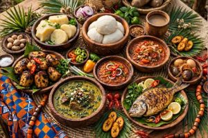 Traditional New Yam Festival foods served at a Nigerian celebration